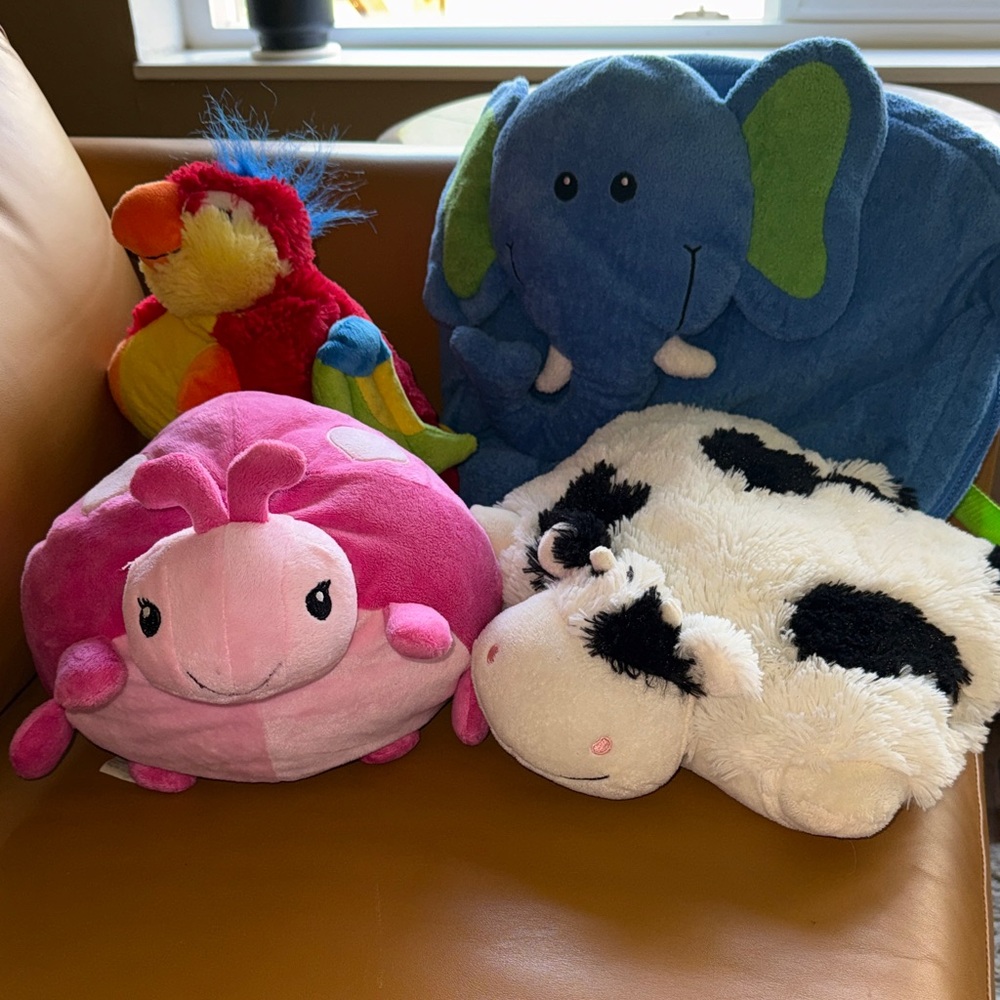 Lot of Four Plush Items - Pillow Pets, Okie Dokie & Cloud-B